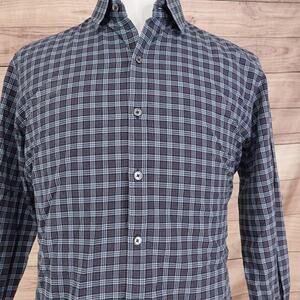 Zachary Prell Shirt Mens Large Blue Plaid Long Sleeve Button Front Cotton Casual